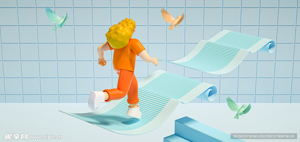 清新透视飘逸C4D人物