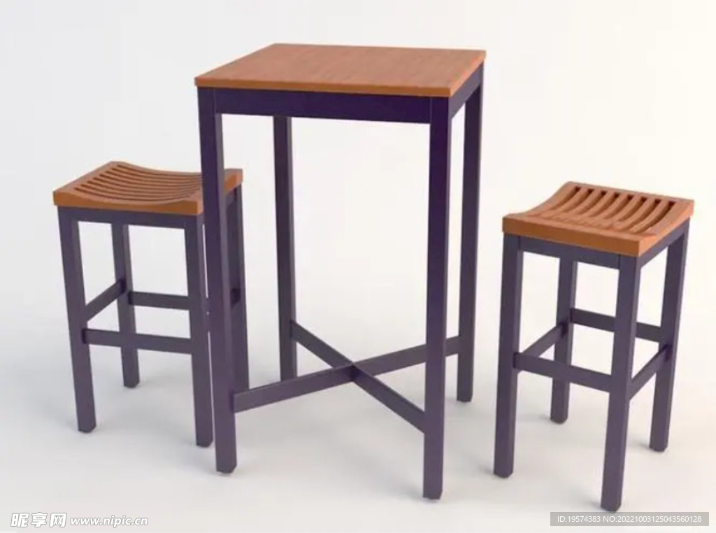 C4D模型欧式木质休闲桌椅