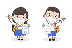小学生带口罩防疫