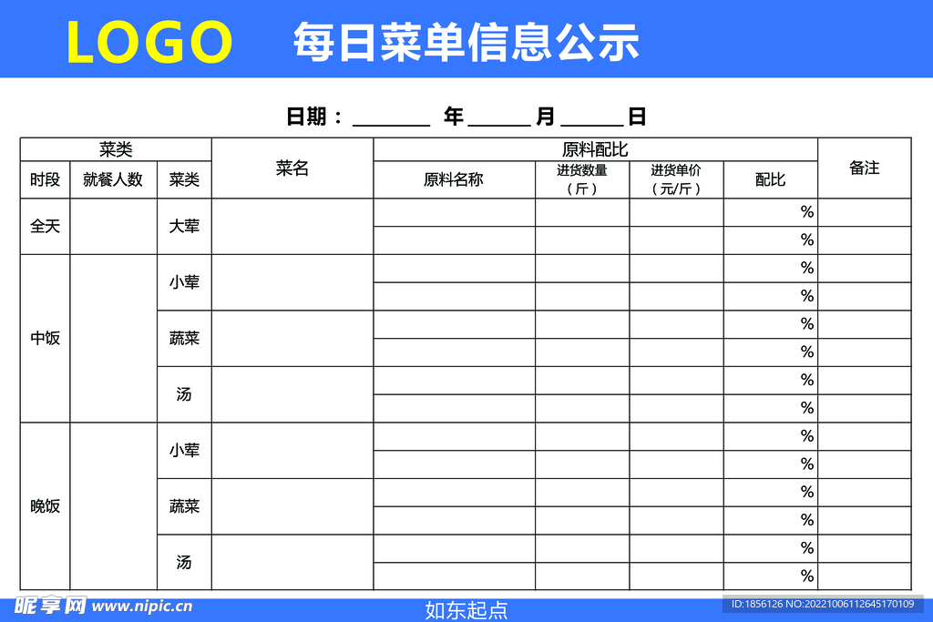 每日菜单信息公示