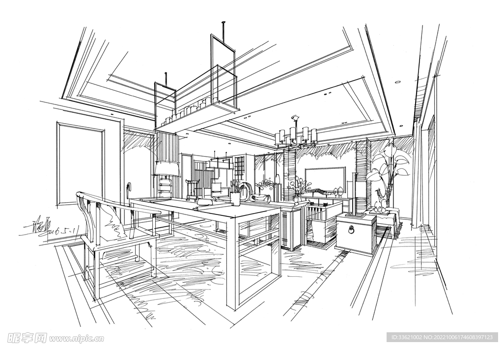 室内设计线稿 