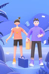 C4D商务卡通立体蓝色人物