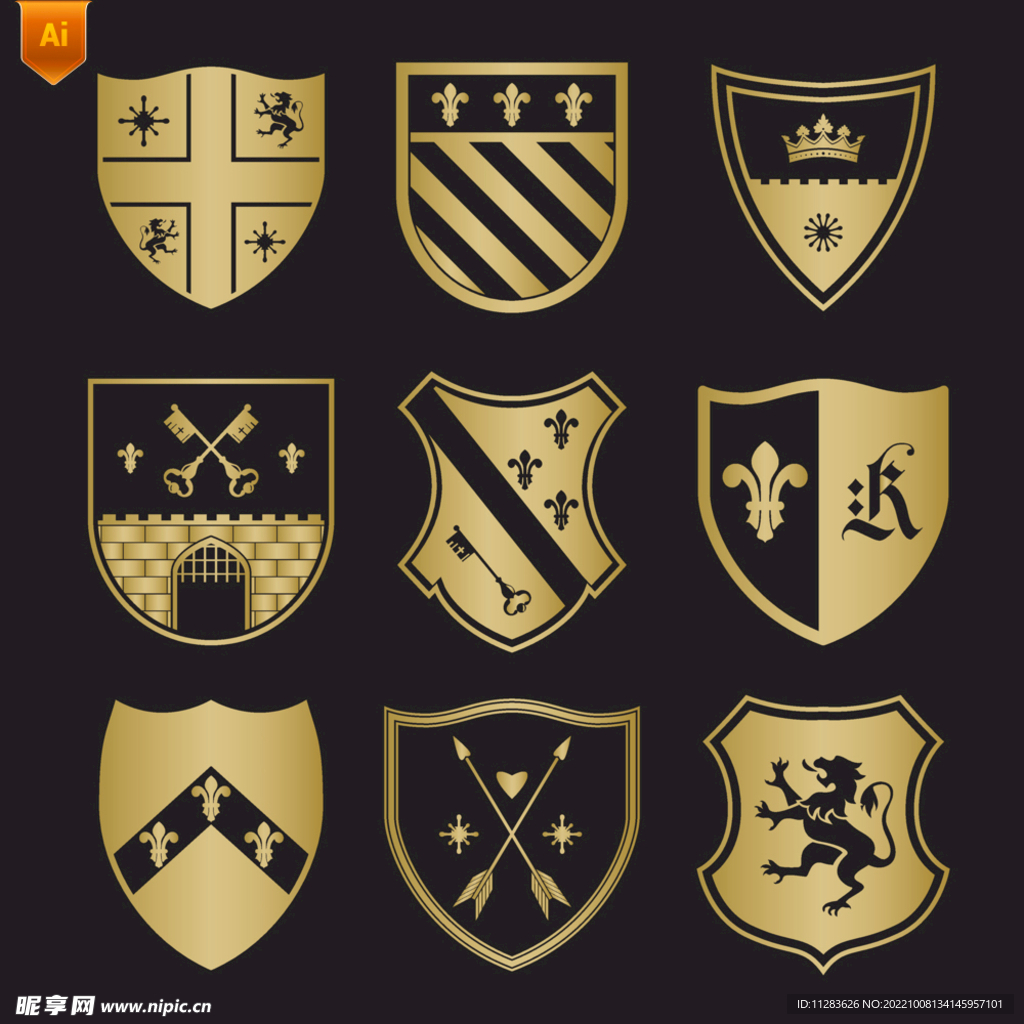 欧式皇家盾牌图标