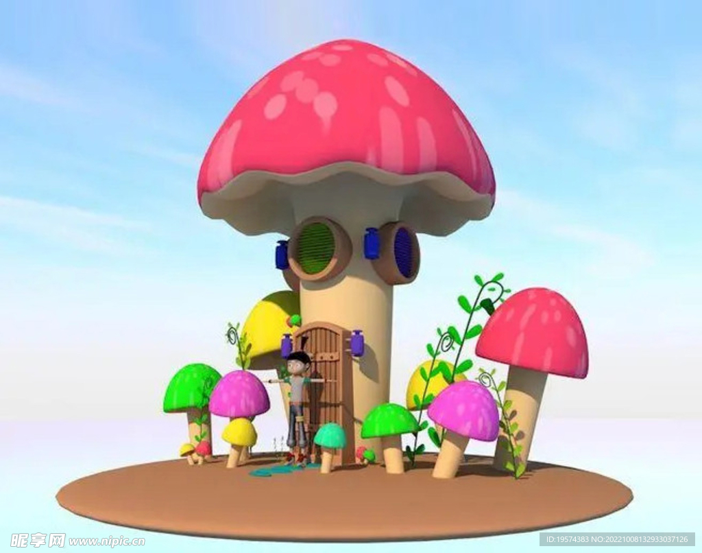 C4D模型蘑菇屋