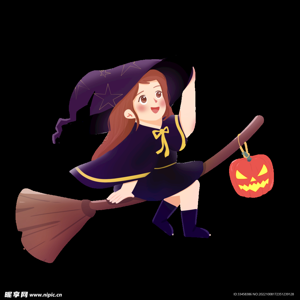 卡通万圣节魔女