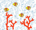 热带鱼 气泡 红珊瑚