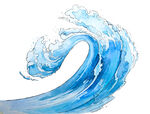 水彩海边