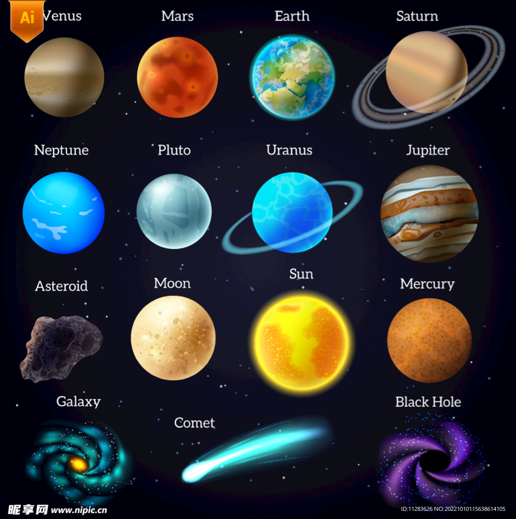 宇宙星球矢量素材