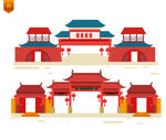 中国传统建筑卡通素材
