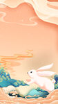 兔年国潮风海报插画背景