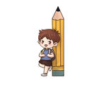 可爱卡通铅笔男孩学生