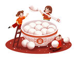 彩色手绘卡通新年春节元旦