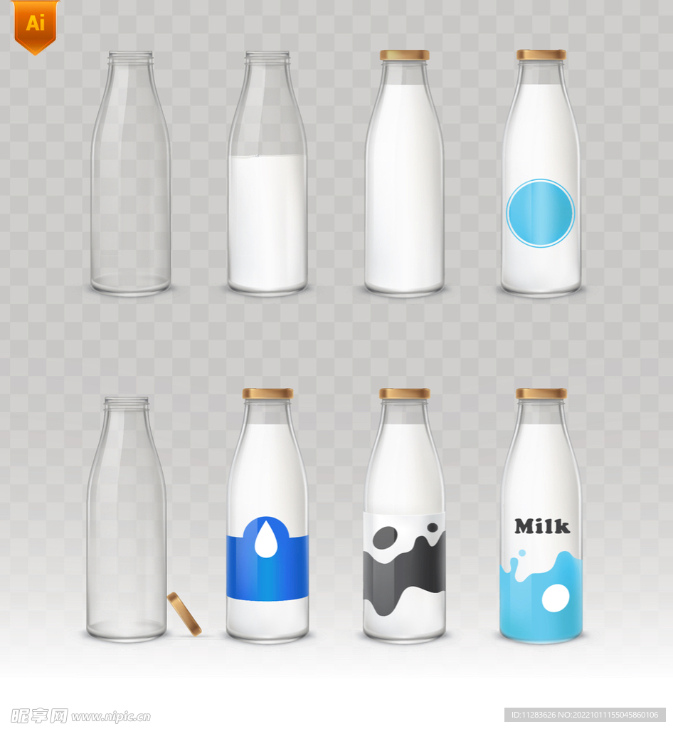 质感玻璃透明牛奶瓶