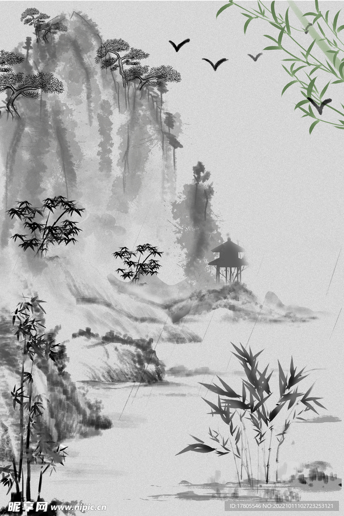 水墨画图片  山水风景 中国风