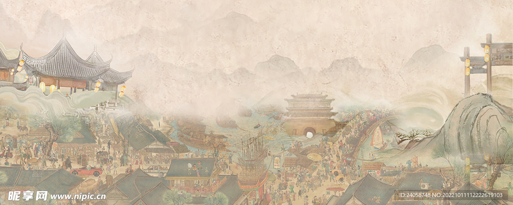 现代清明上河图活动券背景图