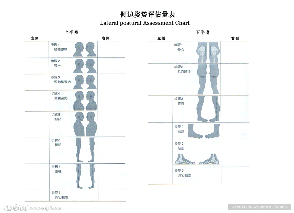 瑜伽侧边姿势评估量表