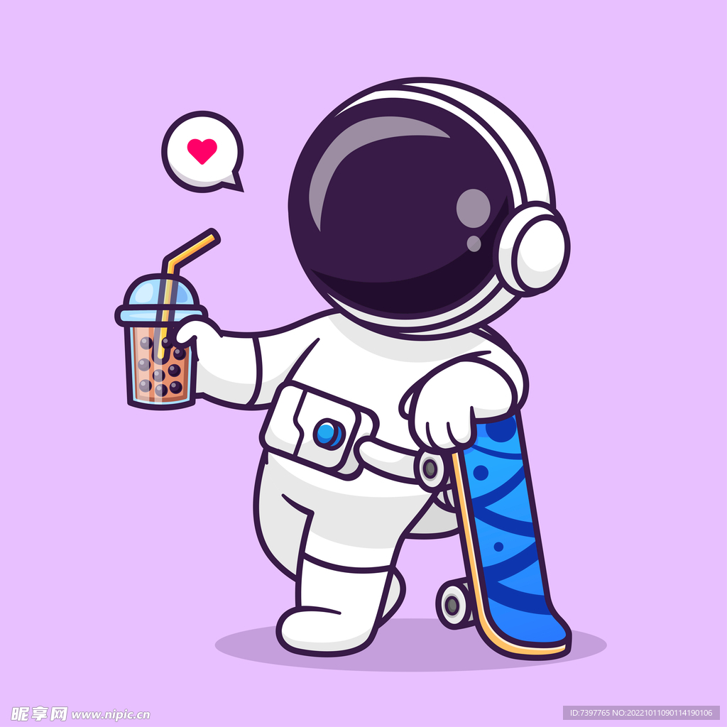 Q版宇航员 喝奶茶