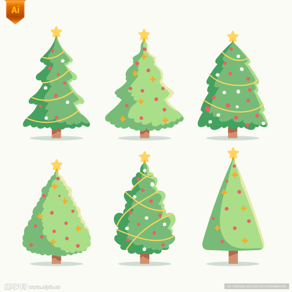 卡通圣诞树矢量素材