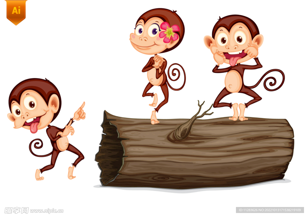 顽皮猴子插画