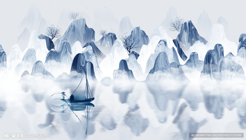 水墨山水国风背景