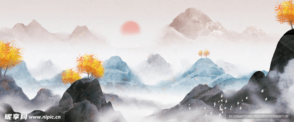 中国风意境水墨山水