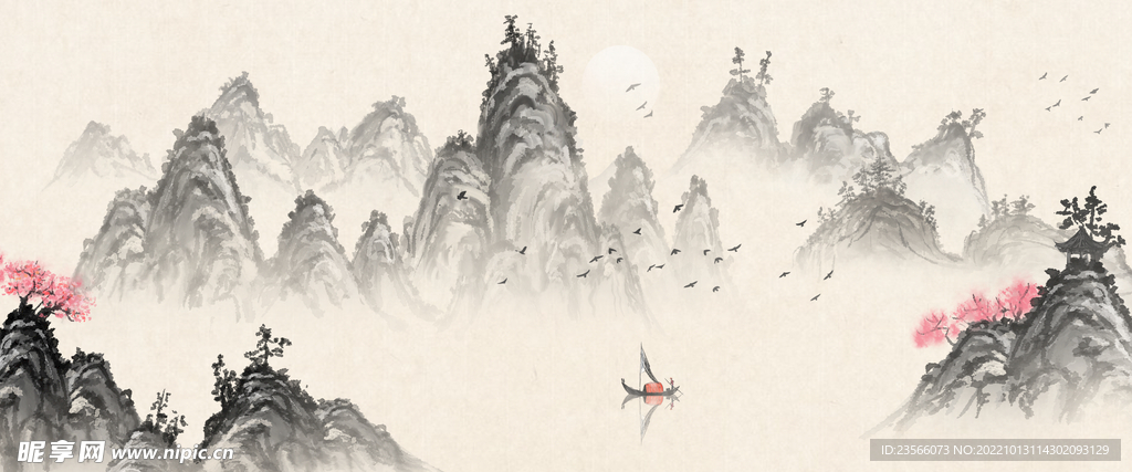 中国风意境水墨山水