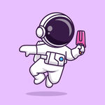 Q版宇航员 吃冰棒