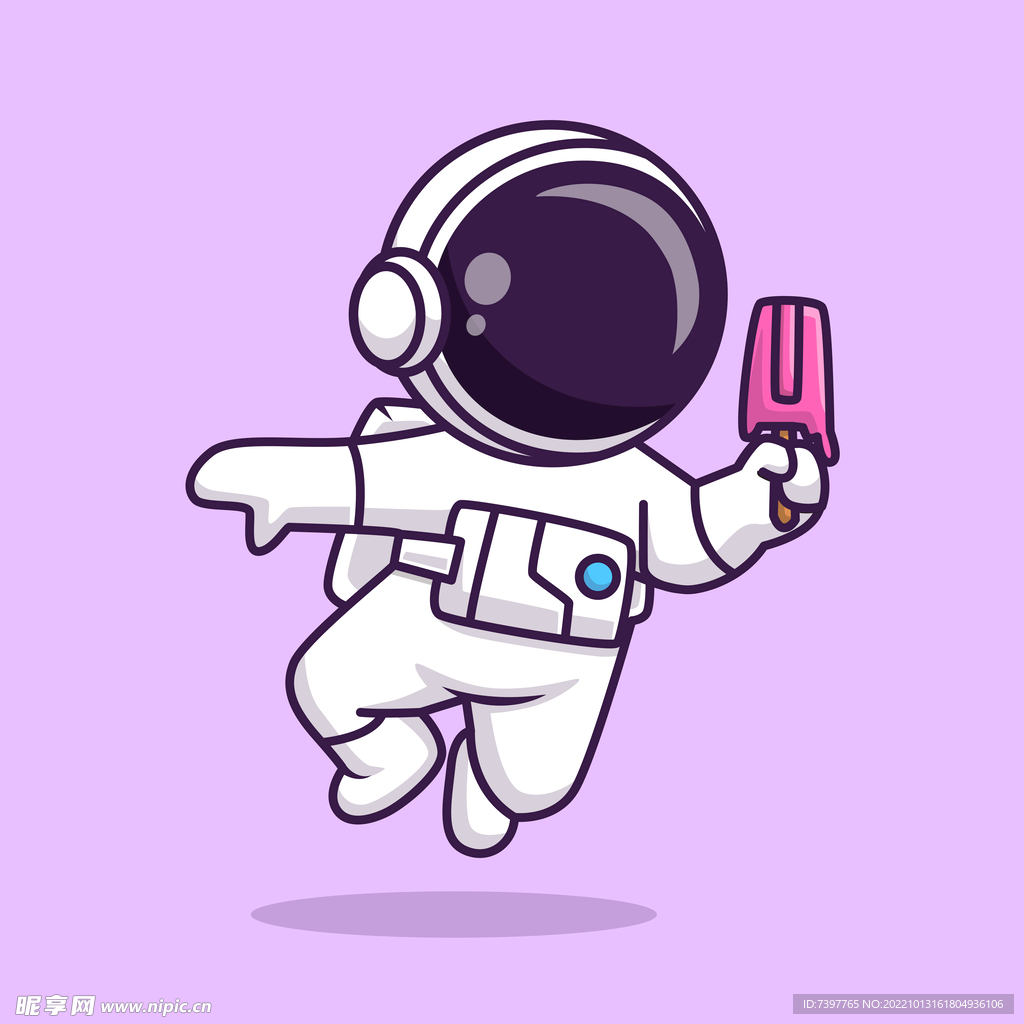 Q版宇航员 吃冰棒