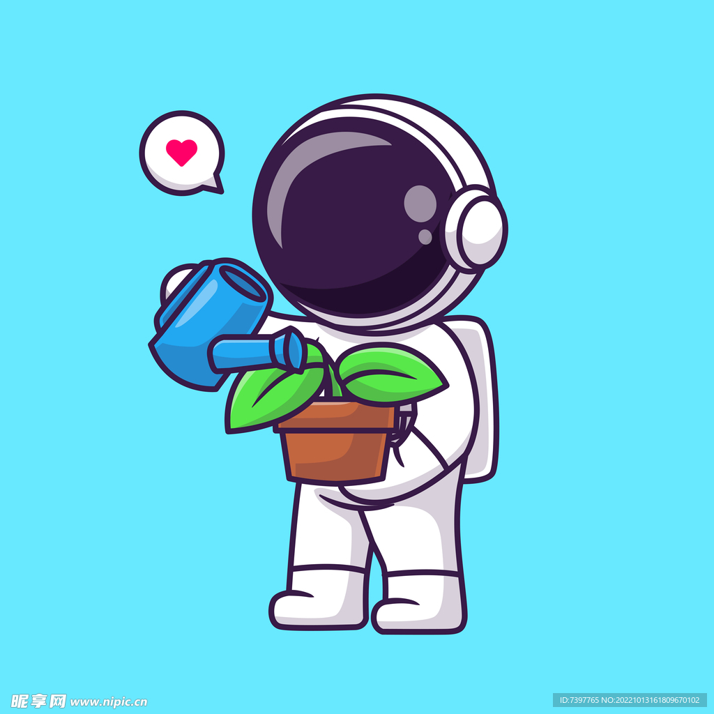 Q版宇航员 浇花
