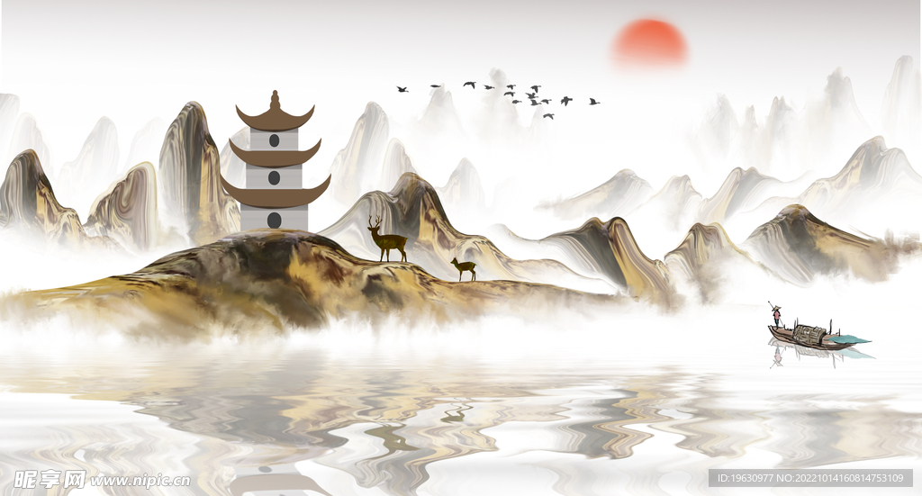 中国风山水画