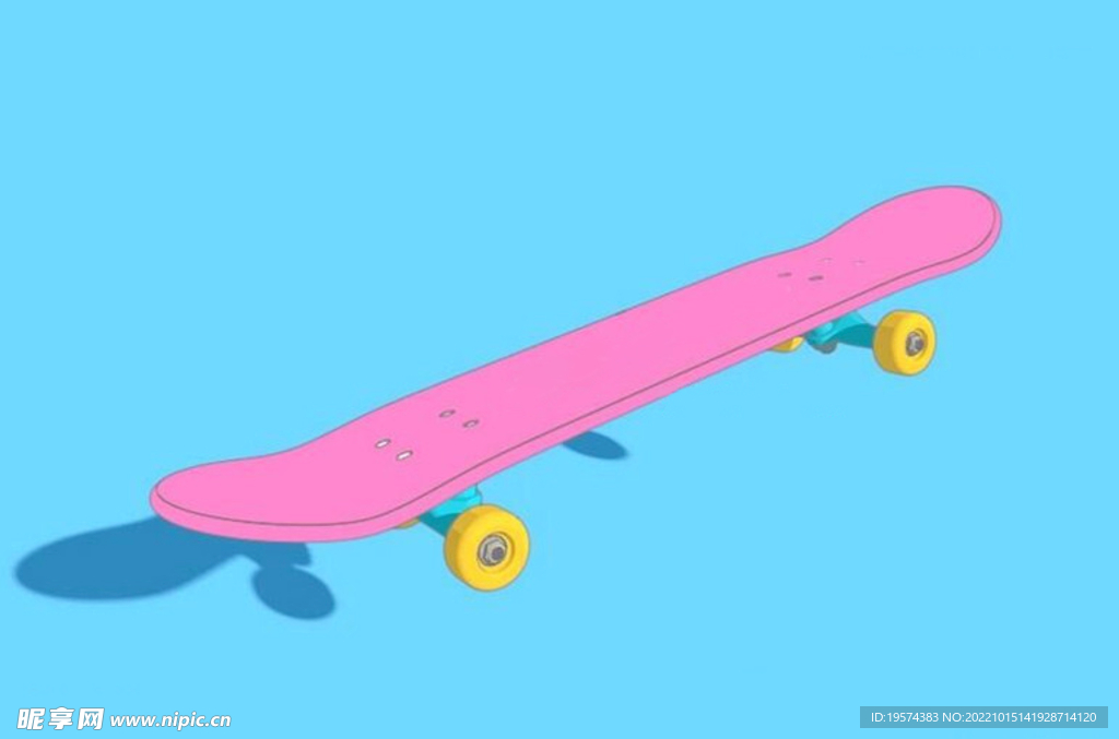 C4D模型二维动画风格滑板