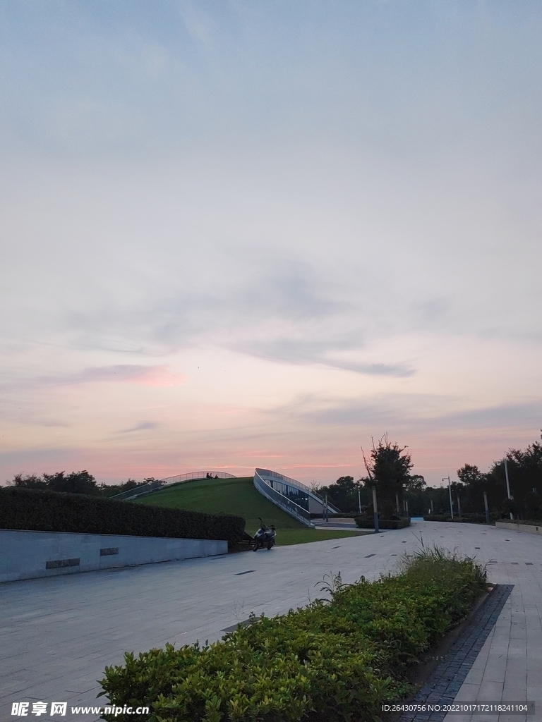 公园房顶绿草地