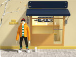 卡通ip男人咖啡店街景C4D