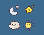 可爱卡通星星月亮太阳云朵