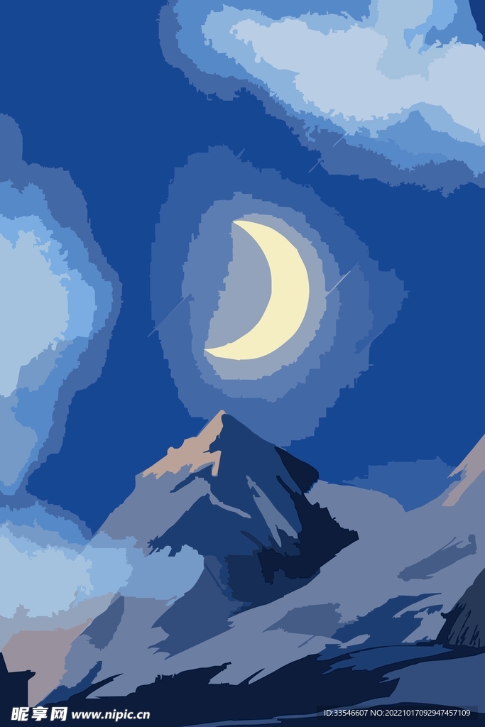 月牙雪山图
