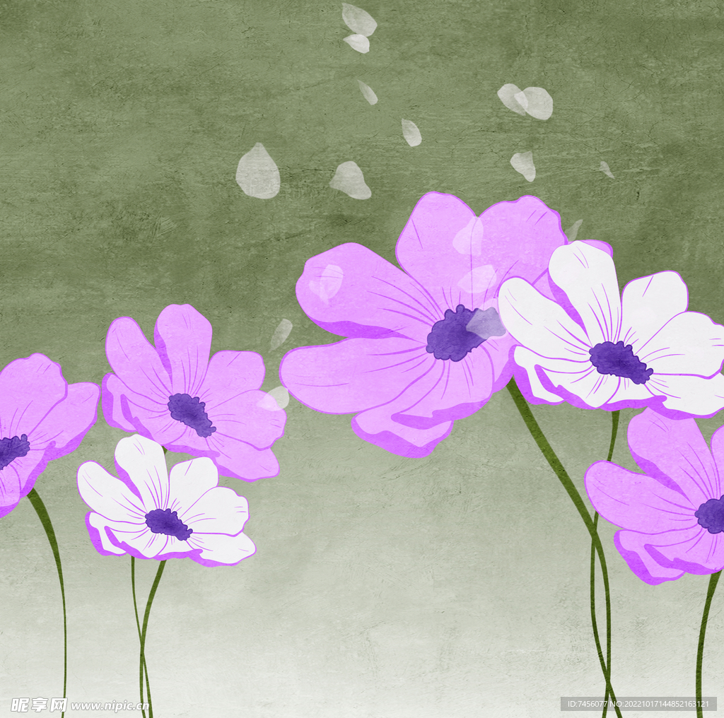 水彩粉色花卉花朵挂画装饰画