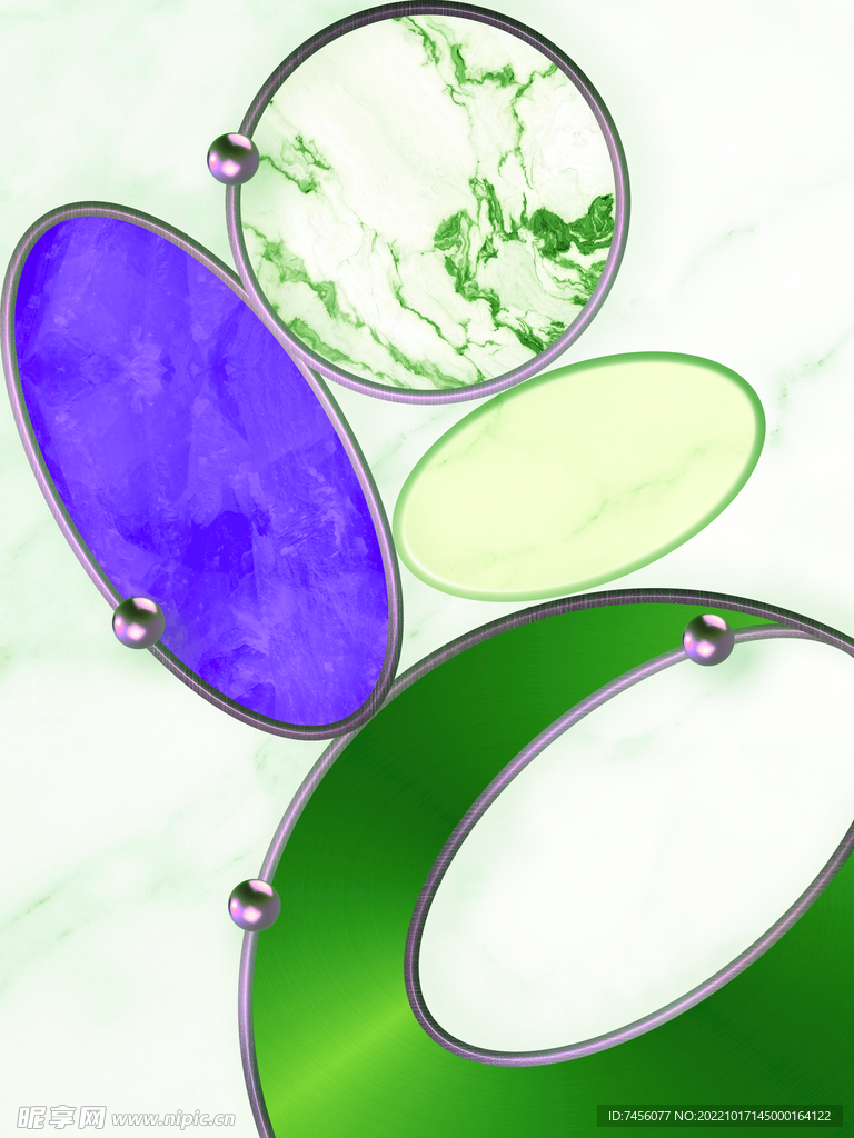 水彩几何圆挂画装饰画