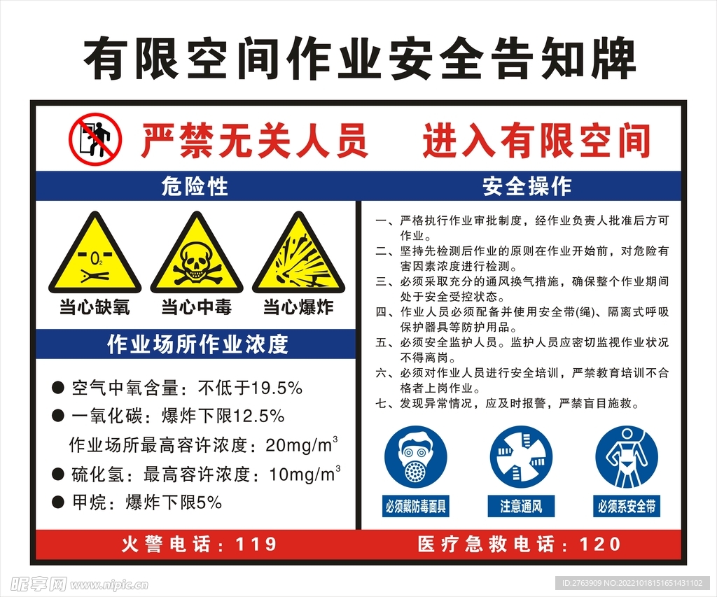 有限空间作业牌