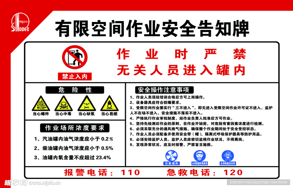 有限空间作业告知牌