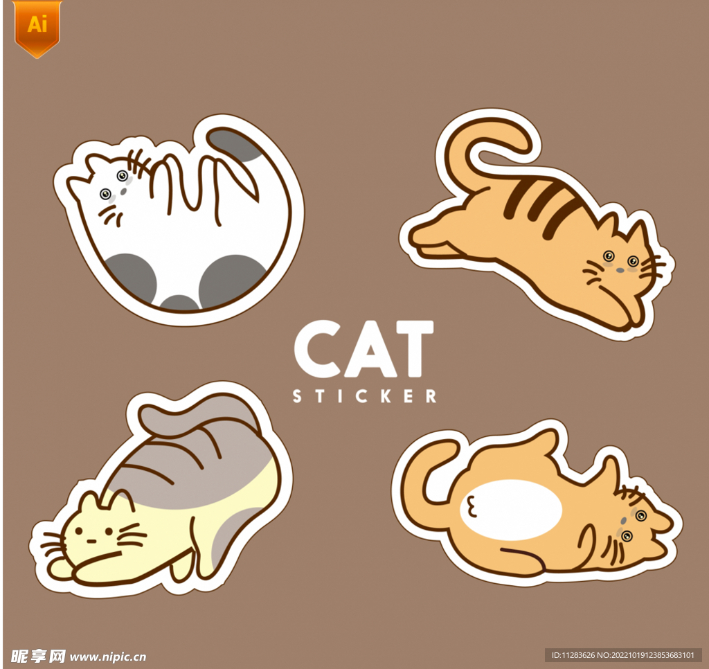 可爱宠物猫咪卡通插画