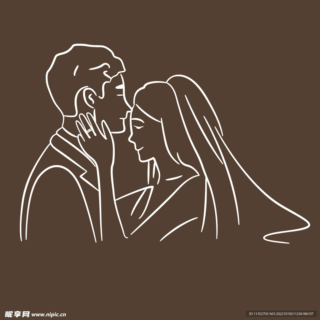 婚礼人形线描