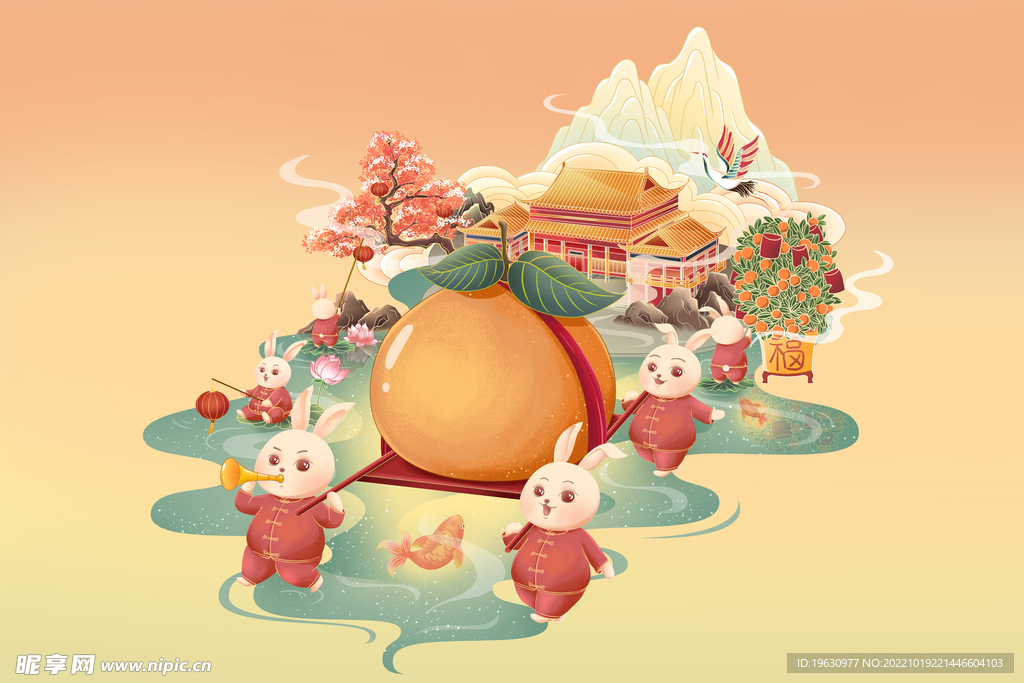 兔年国潮插画