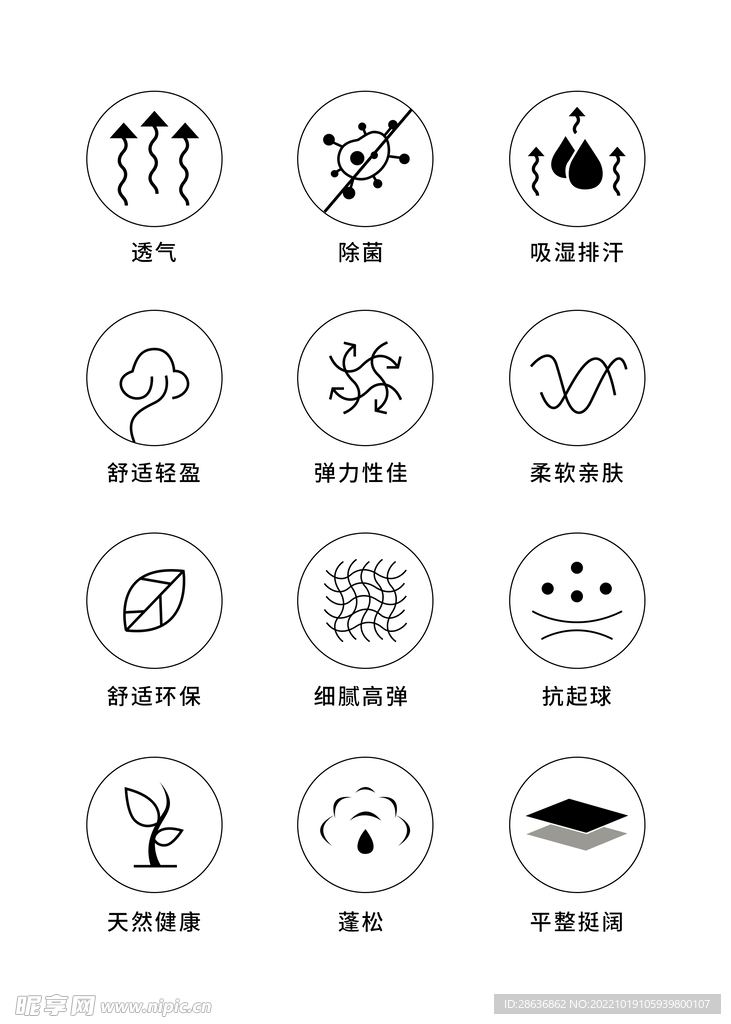 服装吸湿排汗图标