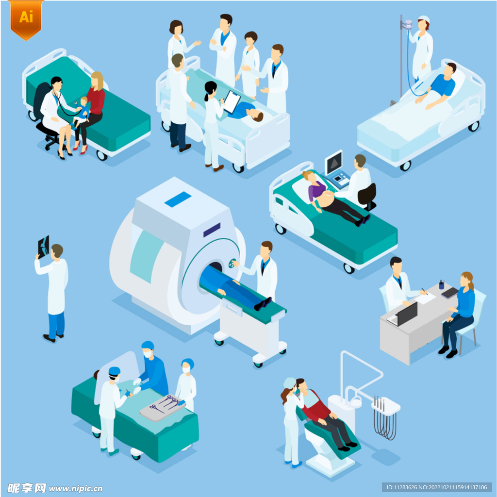 医学设备医疗检查插画