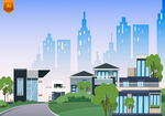 现代城市建筑插画