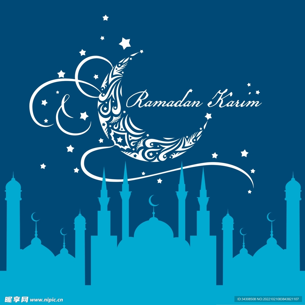 矢量图月亮城市