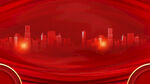 红色星光城市背景展板
