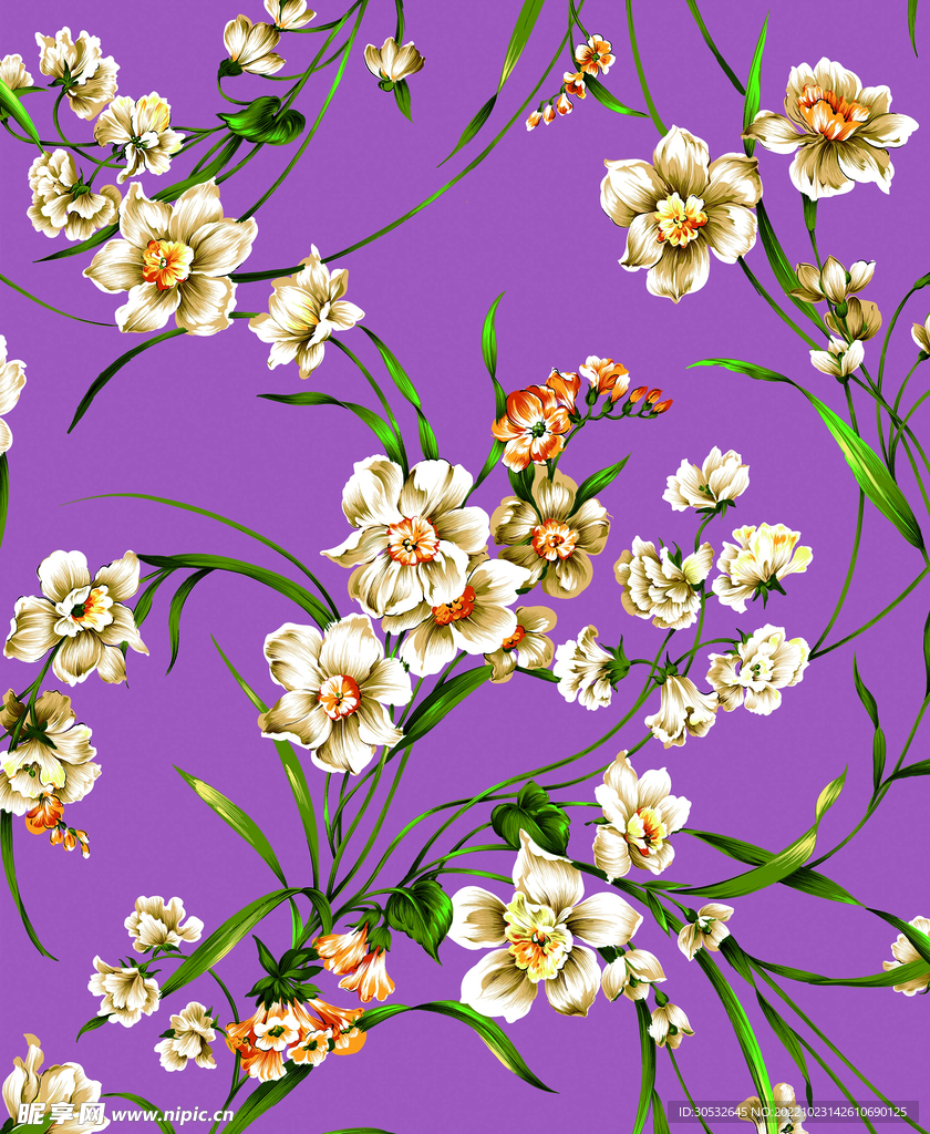 梭织紫色水仙花