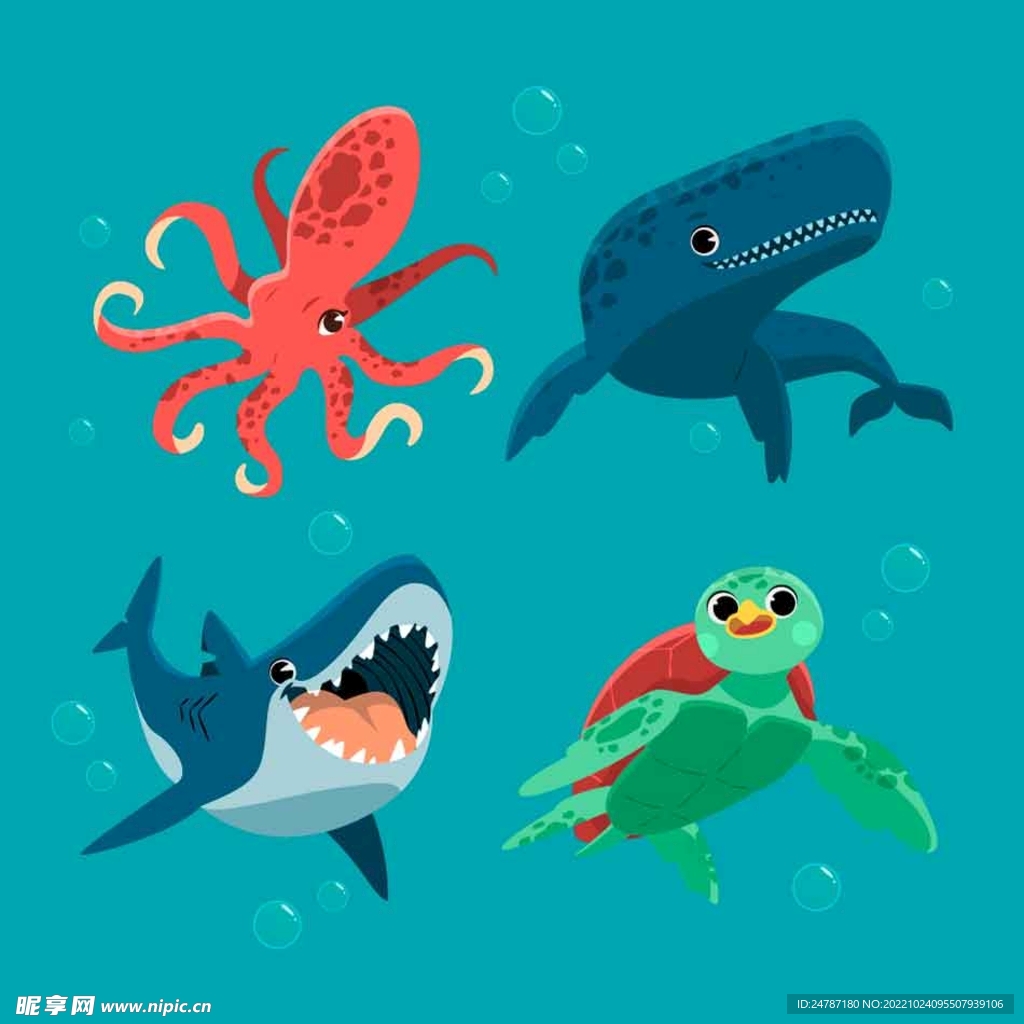 卡通海洋生物