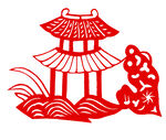 亭子 窗花 剪纸